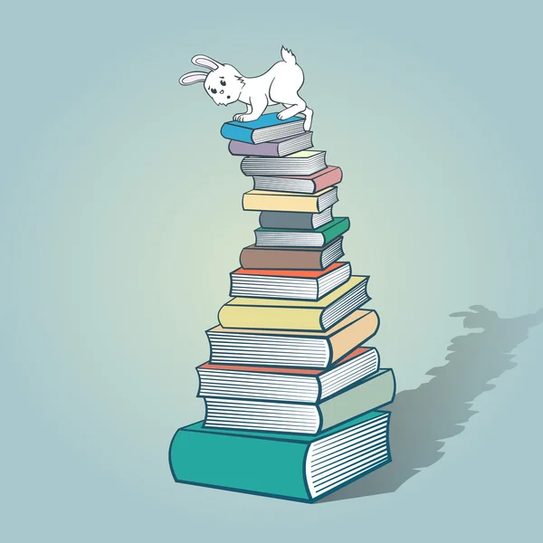 Rabbit and books. — Stock Vector