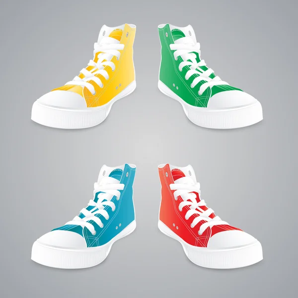 Kleurrijke gumshoes. concept vectorillustratie. — Stockvector