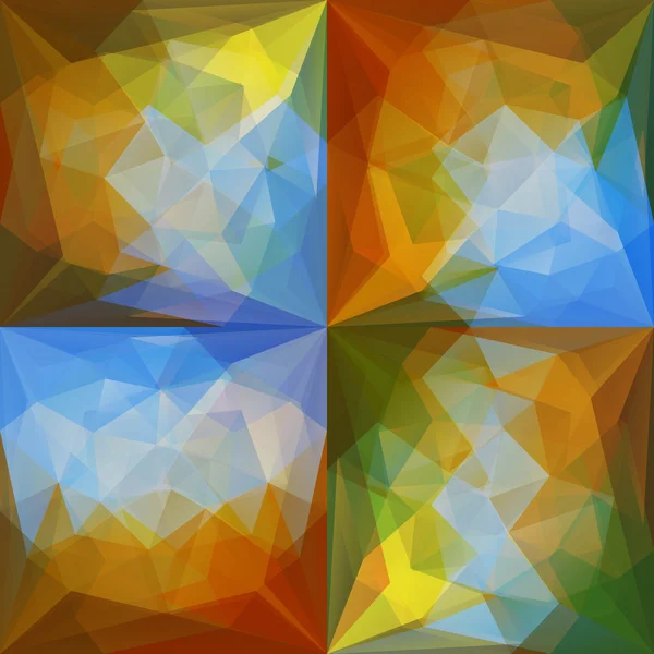 Bleu jaune abstrait fonds triangulaires ensemble — Image vectorielle