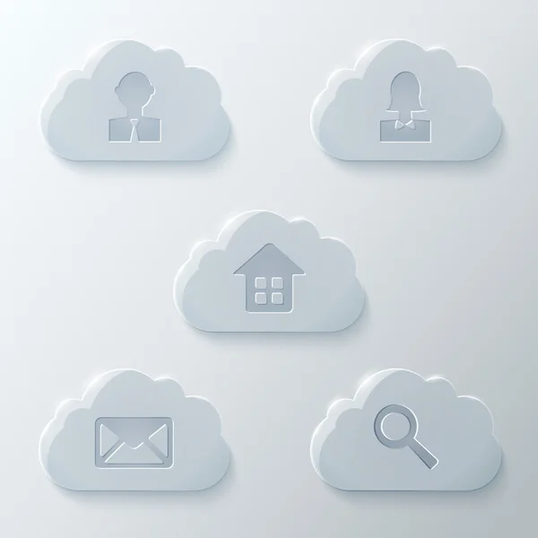 Set di icone di nuvole di vetro — Vettoriale Stock