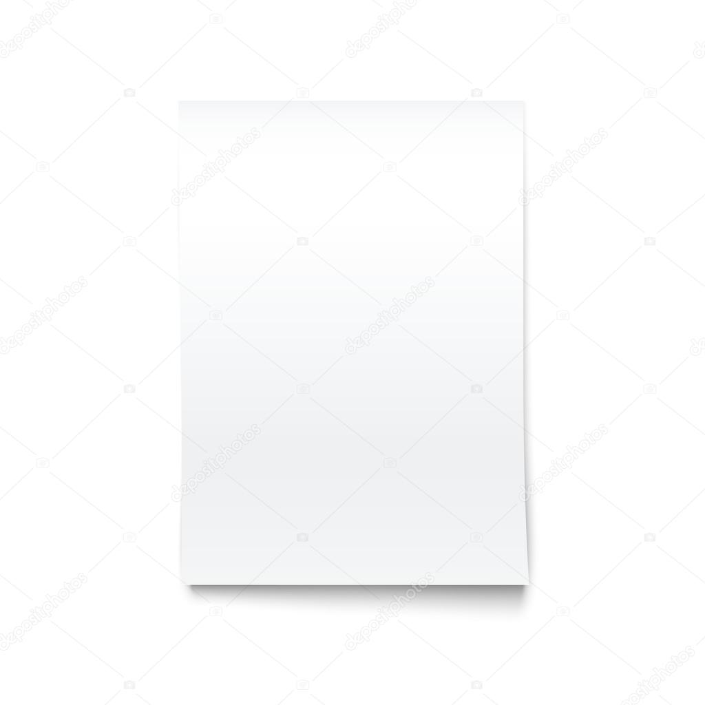 Isolated on White Blank Office Paper Mock-Up.