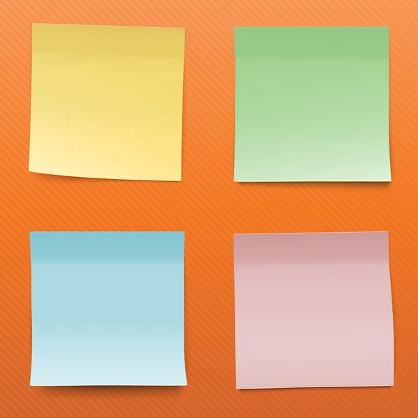 Färgglada papper anteckningar på randig orange bakgrund. — Stock vektor