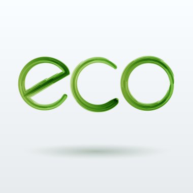 beyaz zemin üzerine gölge olan ECO etiket.