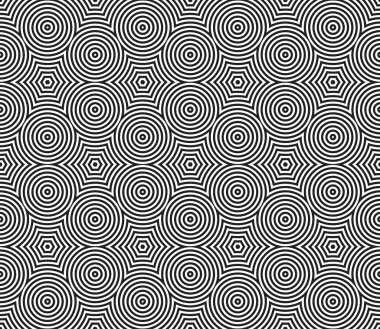 siyah-beyaz psychedelic dairesel Tekstil desen.