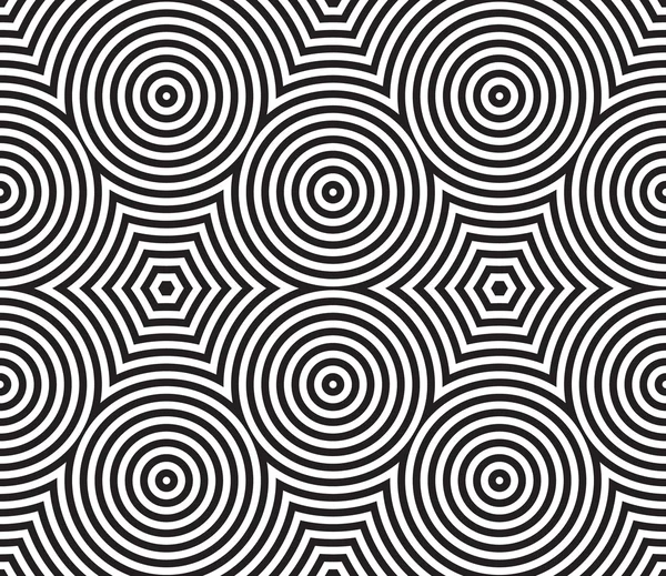 Patrón Textil Circular Psicodélico Blanco y Negro . — Vector de stock