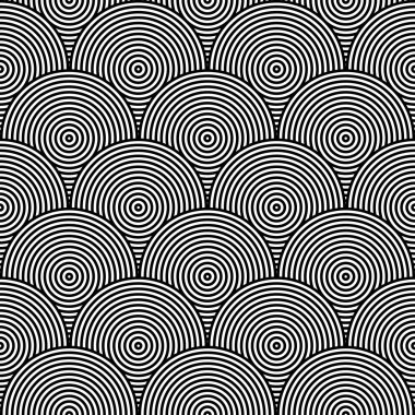 siyah-beyaz psychedelic dairesel Tekstil desen.