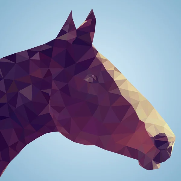 Hoofd van een baai paard in driehoekige stijl — Stockvector