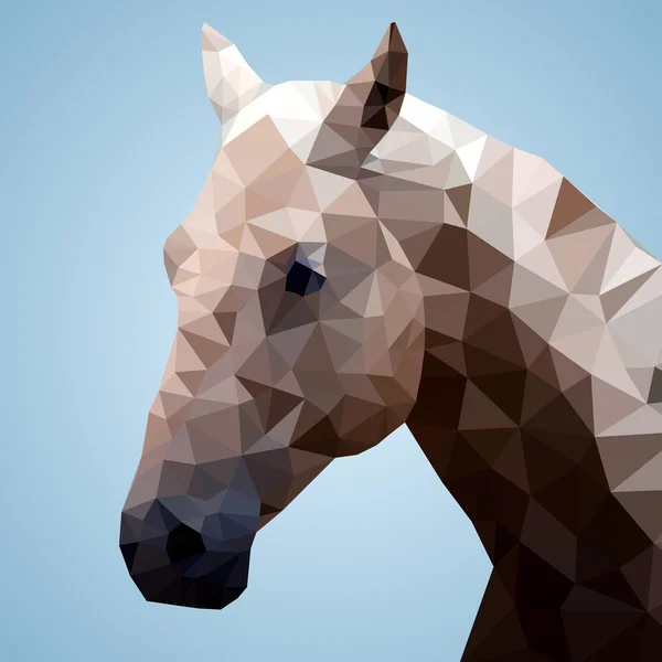 Hoofd van een baai paard in driehoekige stijl — Stockvector