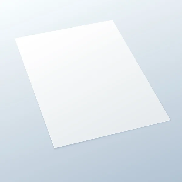 Prázdné/prázdný kancelářský papír a4 na světlém pozadí. — Stockový vektor
