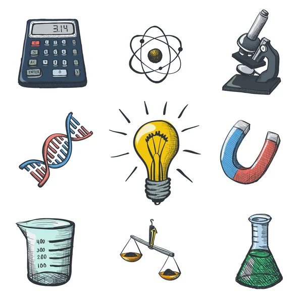 Color Science Icons Sketch — Stock Vector