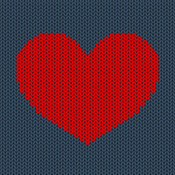 Coeur tricoté rouge — Image vectorielle