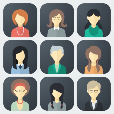 kadın yüzleri Icons set