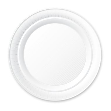 Disposable Plastic Plate. Isolated on White. clipart