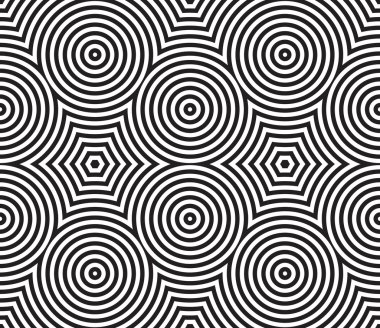 siyah-beyaz psychedelic dairesel Tekstil desen.