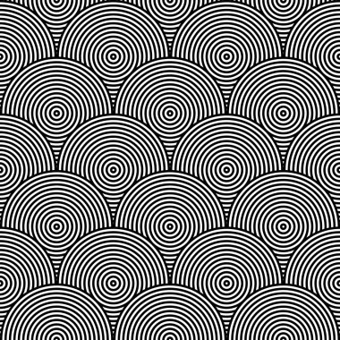 siyah-beyaz psychedelic dairesel Tekstil desen.