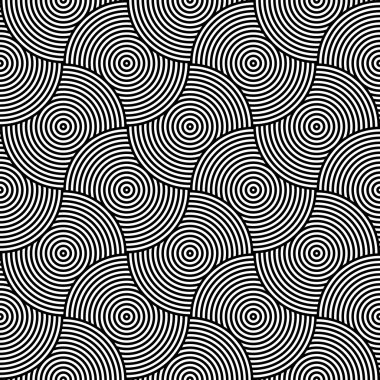 siyah-beyaz psychedelic dairesel Tekstil desen.