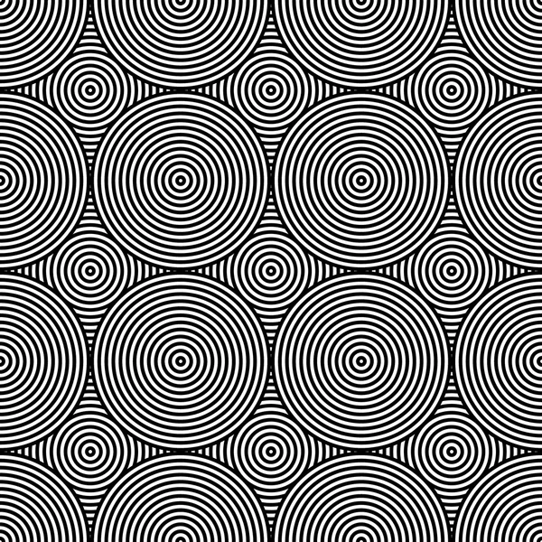 Siyah-beyaz psychedelic dairesel Tekstil desen. — Stok fotoğraf