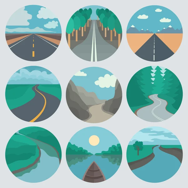 Set de icoane de călătorie: Peisaje — Vector de stoc