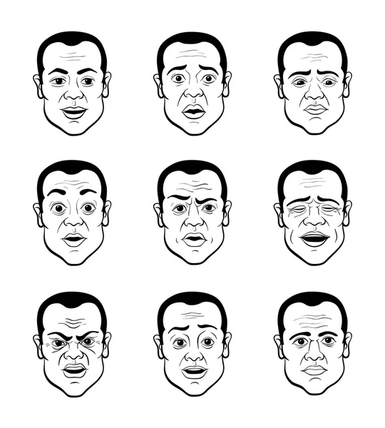 Cartooning Faces of the Man — Stock Vector
