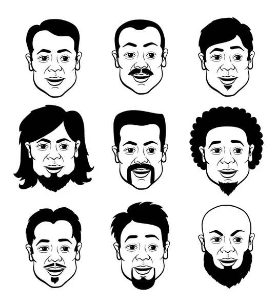 Cartooning Faces of the Man — Stock Vector