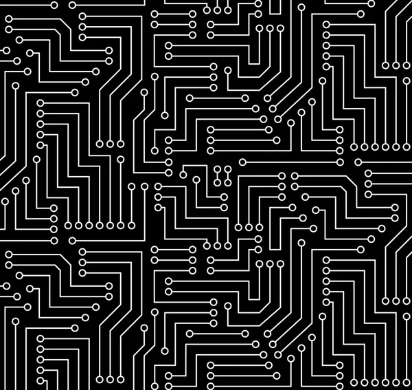 Circuit imprimé noir et blanc — Image vectorielle