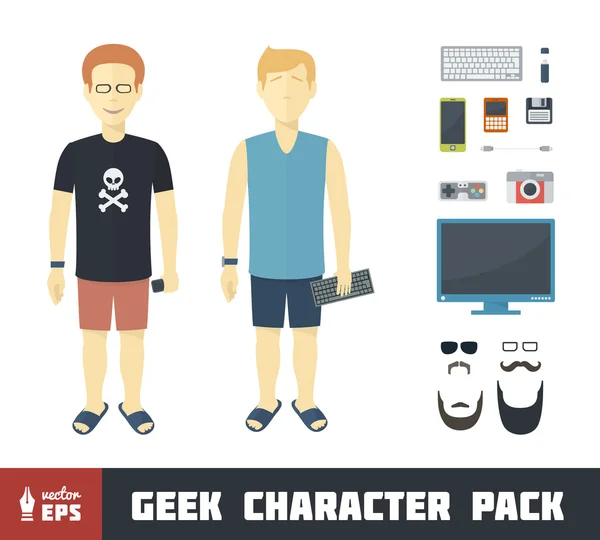 Geek Character Set — Stock Vector