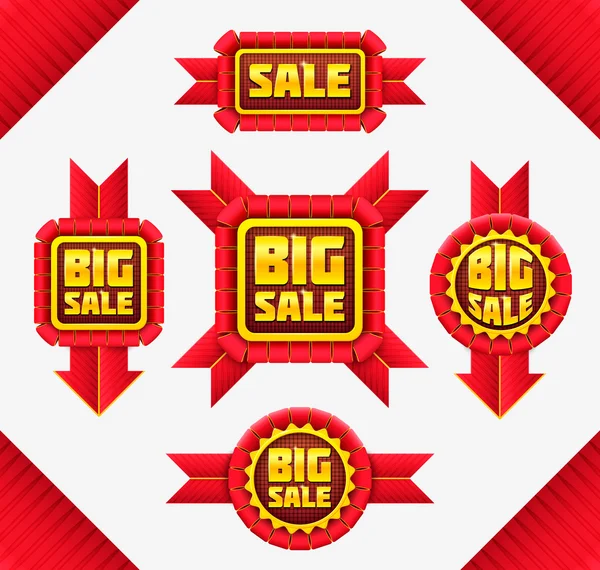 Set of Red Sale Badges — Stock Vector