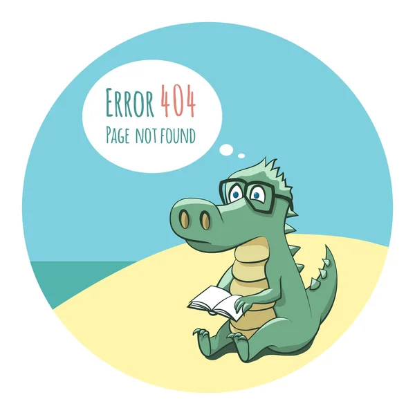 拿着一本书-错误 404 的鳄鱼 — 图库矢量图片