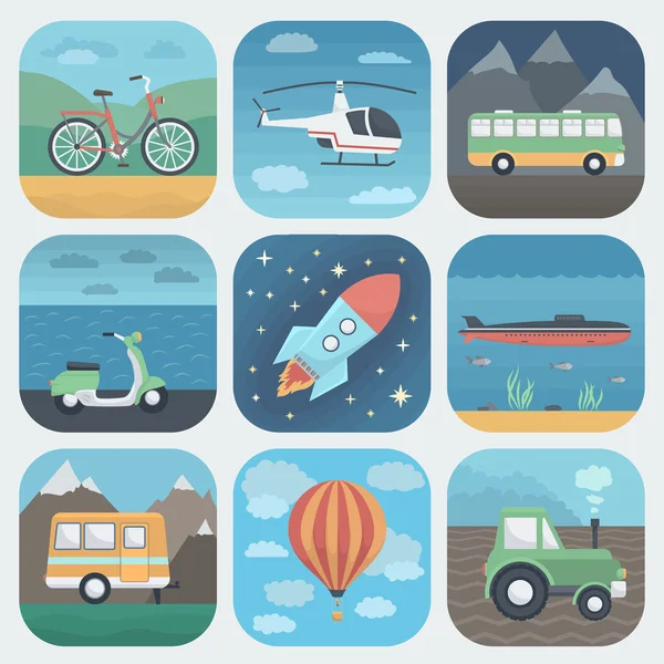 Ensemble d'icônes App de transport — Image vectorielle
