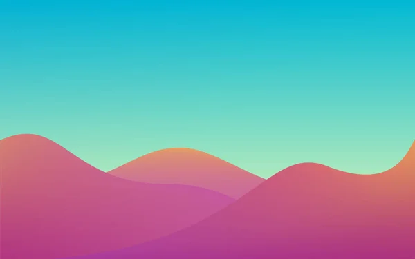 青い空の背景に赤い砂漠の砂丘 ミニマリストベクトルイラスト — ストックベクタ