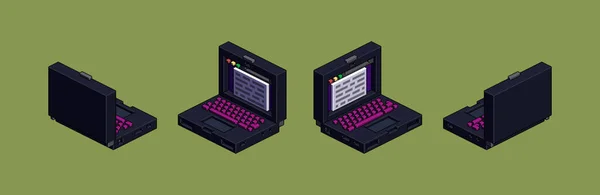 Een Pixelart Style Notebook Isometrische Projectie Vier Zijden Vector Illustratie — Stockvector