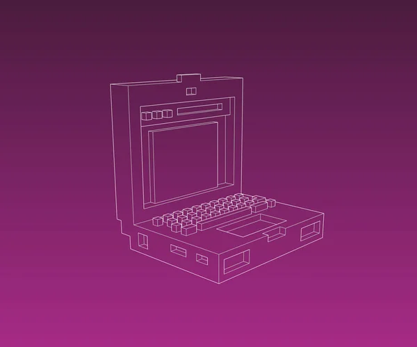 Wireframe Laptop Vektorillustration — Stockvektor