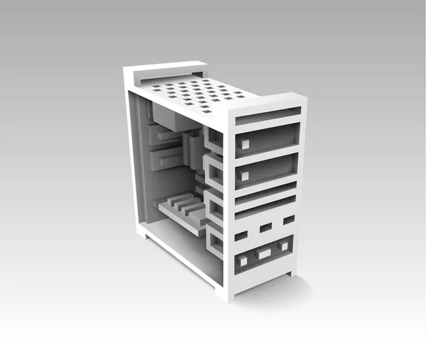 Unidad Sistema Informático Estilo Proyección Perspectiva Ilustración Vectorial — Archivo Imágenes Vectoriales