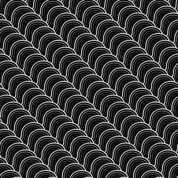 Monochromatyczny Wavy Diagonal Pattern Oval Structures Optical Illusion Wektor Bezszwowy — Wektor stockowy