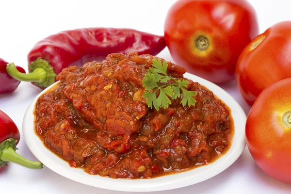 Tomatketchup med röd paprika — Stockfoto