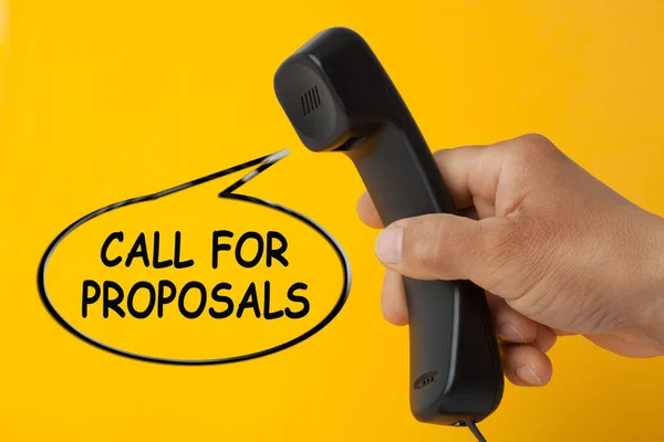 Text Call Proposals Speech Bubble Hand Holding Telephone Handset — Stock Photo, Image