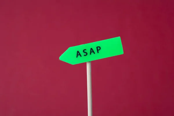 Asap Logo Que Possível Acrónimo Escrito Sinal Seta Fundo Vermelho — Fotografia de Stock