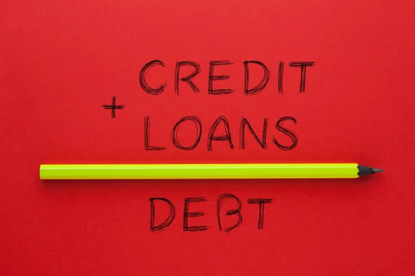 基于红色背景的信用贷款债务结算概念 财务概念 — 图库照片