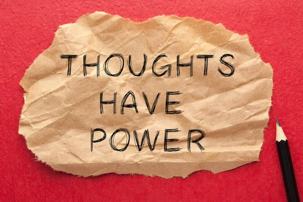 Thoughts Have Power Text Wrinkled Lined Paper Pencil — Photo