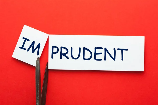 Cutting Word Imprudent Changing Prudent — Stock Photo, Image