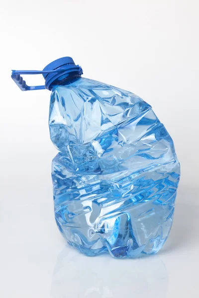 Crushed Plastic Bottle Water White Background — Photo