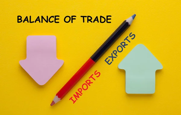 Balance Trade Import Export Red Green Arrow Sign Colored Pencil — Stockfoto