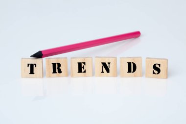 Kalemle tahta bloklardaki moda kavramı.