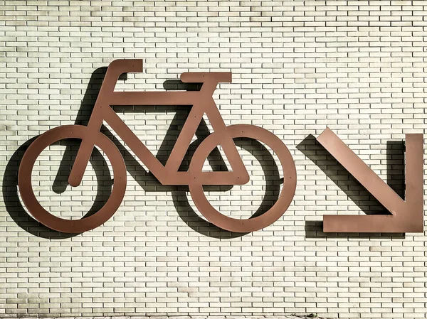 Silueta Una Bicicleta Adosada Pared Ciudad Amsterdam Países Bajos — Foto de Stock