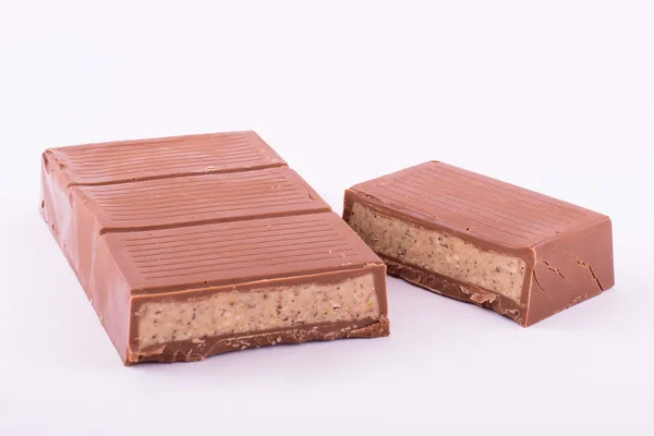 Milk chocolate with marzipan — Stock Photo, Image