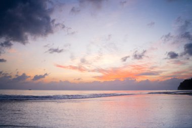 Empty beach with the orange blue cloudy sky shot in kalapathar beach havelock andaman nicobar island India