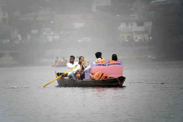 Nanital Uttarakhand India Circa 2022 Colorful Shot Row Boat Yellow — 스톡 사진