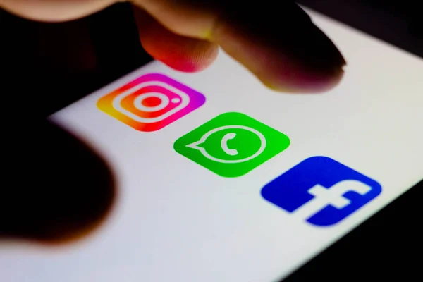 Października 2021 Brazylia Tym Zdjęciu Ilustracja Ikona Instagram Whatsapp Facebook — Zdjęcie stockowe