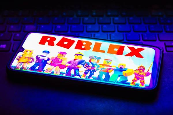 Octobre 2021 Brésil Dans Cette Illustration Photo Logo Roblox Affiché — Photo