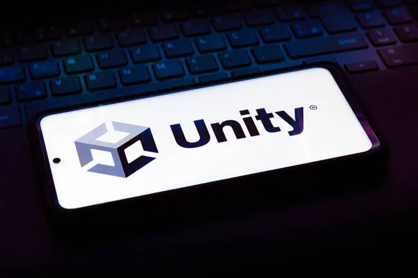Října 2021 Brazílie Této Fotografii Logo Unity Technologies Zobrazeno Chytrém — Stock fotografie